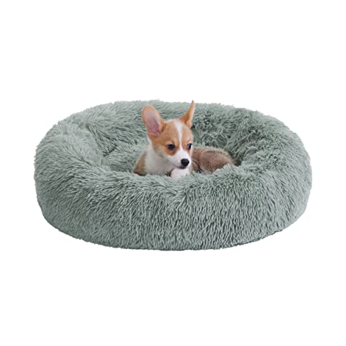 0700603706698 - BEST FRIENDS BY SHERI THE ORIGINAL CALMING DONUT CAT AND DOG BED IN SHAG FUR SAGE, SMALL 23X23