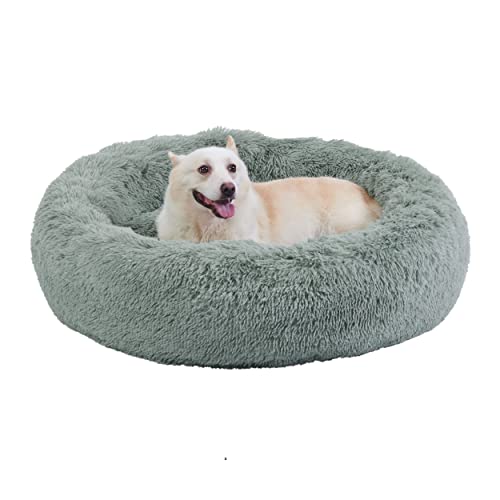 0700603706711 - BEST FRIENDS BY SHERI THE ORIGINAL CALMING DONUT CAT AND DOG BED IN SHAG FUR SAGE, LARGE 36X36