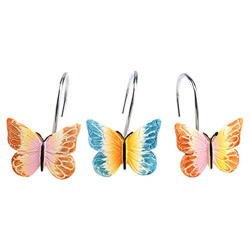 0700697077629 - AGPTEK 12PCS HOME FASHIONS BUTTERFLY ANTI RUST DECORATIVE RESIN HOOKS FOR BATHROOM SHOWER CURTAIN ,BEDROOM,LIVING ROOM CURTAIN