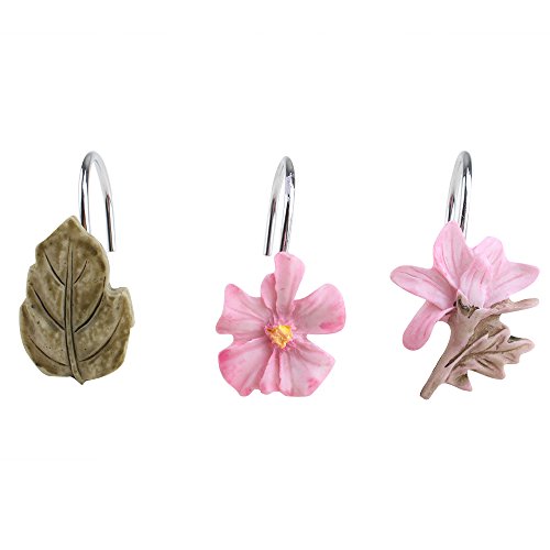 0700697077711 - AGPTEK 12PCS HOME FASHIONS BLOSSOME FLOWERS & LEAVES ANTI RUST DECORATIVE RESIN HOOKS FOR BATHROOM SHOWER CURTAIN,BABY ROOM,BEDROOM,LIVING ROOM CURTAIN.PINK