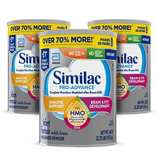 0070074668321 - SIMILAC PRO-ADVANCE NON-GMO INFANT FORMULA WITH IRON, WITH 2’-FL HMO, FOR IMMUNE SUPPORT, BABY FORMULA, POWDER, 36 OZ, PACK OF 3 (ONE-MONTH SUPPLY)