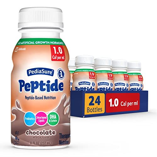 0070074670737 - PEDIASURE PEPTIDE 1.0 CAL, 24 COUNT, COMPLETE, BALANCED NUTRITION FOR KIDS WITH GI CONDITIONS, PEPTIDE-BASED FORMULA, WITH 7G PROTEIN AND PREBIOTICS, FOR ORAL OR TUBE FEEDING, CHOCOLATE, 8-FL-OZ BOTTLE
