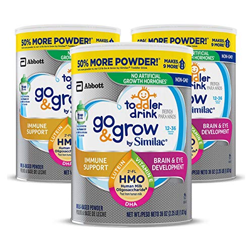 0070074671468 - GO & GROW BY SIMILAC TODDLER DRINK, 3 CANS, WITH 2’-FL HMO FOR IMMUNE SUPPORT AND 25 KEY NUTRIENTS TO HELP BALANCE TODDLER NUTRITION, NON-GMO MILK-BASED POWDER, 36 OZ EACH