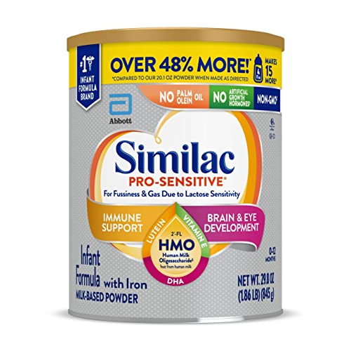 0070074679303 - SIMILAC PRO-SENSITIVE INFANT FORMULA WITH IRON FOR LACTOSE SENSITIVITY, 6 COUNT, WITH 2’-FL HMO FOR IMMUNE SUPPORT, NON-GMO, BABY FORMULA POWDER, 29.8-OUNCE CAN