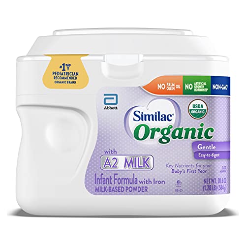 0070074681023 - SIMILAC® ORGANIC WITH A2 MILK* INFANT FORMULA, CERTIFIED USDA ORGANIC, EASY TO DIGEST, NO ARTIFICIAL GROWTH HORMONES, NON-GMO, NO PALM OLEIN OIL, BABY FORMULA, 6 COUNT, POWDER, 20.6-OZ TUB