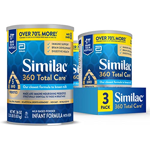 0070074681115 - SIMILAC 360 TOTAL CARE INFANT FORMULA, 3 COUNT, WITH 5 HMOS, THE CLOSEST PREBIOTIC BLEND TO BREAST MILK, NON-GMO, BABY FORMULA POWDER, 36-OZ CAN