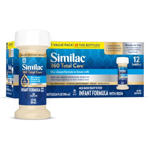 0070074681344 - SIMILAC 360 TOTAL CARE INFANT FORMULA, WITH 5 HMO PREBIOTICS, OUR CLOSEST FORMULA TO BREAST MILK, NON-GMO, BABY FORMULA, READY-TO-FEED, 2-FL-OZ BOTTLE (CASE OF 12)