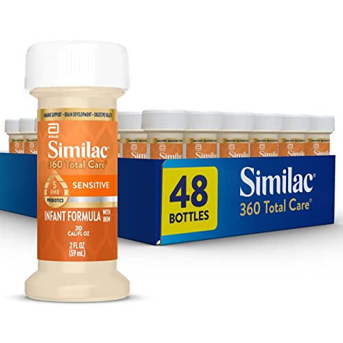 0070074681542 - SIMILAC 360 TOTAL CARE SENSITIVE INFANT FORMULA, 48 COUNT, WITH 5 HMO PREBIOTICS, FOR FUSSINESS & GAS DUE TO LACTOSE SENSITIVITY, NON-GMO, BABY FORMULA, READY-TO-FEED, 2-FL-OZ BOTTLE