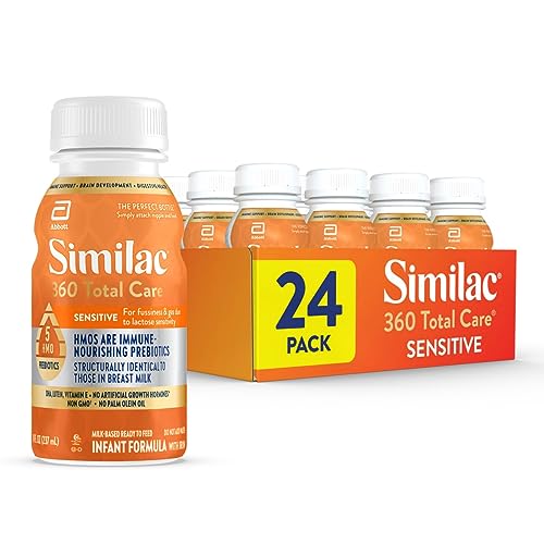 0070074681573 - SIMILAC 360 TOTAL CARE SENSITIVE INFANT FORMULA, 24 COUNT, WITH 5 HMO PREBIOTICS, FOR FUSSINESS & GAS DUE TO LACTOSE SENSITIVITY, NON-GMO, BABY FORMULA, READY-TO-FEED, 8 FL-OZ BOTTLES