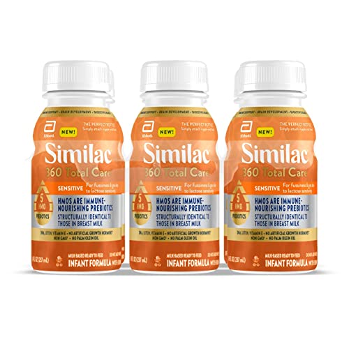0070074681580 - SIMILAC 360 TOTAL CARE SENSITIVE INFANT FORMULA, WITH 5 HMO PREBIOTICS, FOR FUSSINESS AND GAS DUE TO LACTOSE SENSITIVITY, NON-GMO, BABY FORMULA, READY-TO-FEED, 8-FL-OZ (CASE OF 6)