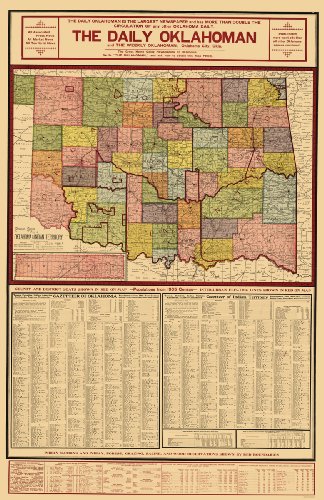 0700751537328 - OLD STATE MAPS - OKLAHOMA AND INDIAN TERRITORY (OK) BY THE GEOGRAPHICAL PUB. CO. 1905 - GLOSSY SATIN PAPER