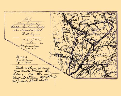 0700751593836 - OLD MINE MAPS - FLAT TOP/NEW RIVER/GAULY LOWER MEASURES COAL FIELDS (WV) BY ANON C1880 - MATTE ART PAPER