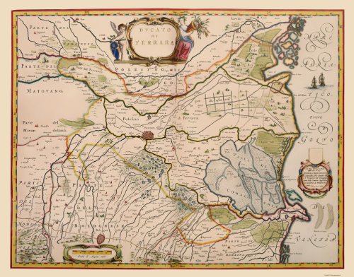 0700751719427 - OLD INTERNATIONAL MAPS - FERRARA REGION ITALY BY BLAEU 1640 - GLOSSY SATIN PAPER