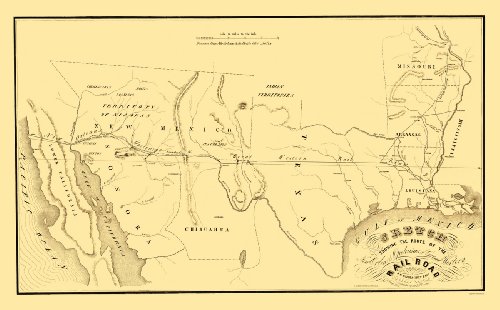 0700751730934 - OLD RAILROAD MAPS - NEW ORLEANS OPELOUSAS & GREAT WESTERN RAILROAD BY D THEURET 1853 - MATTE ART PAPER