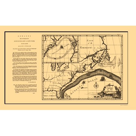 0700751738831 - OLD INTERNATIONAL MAPS - GULF STREAM ATLANTIC OCEAN BY BENJAMIN FRANKLIN 1786 - MATTE ART PAPER