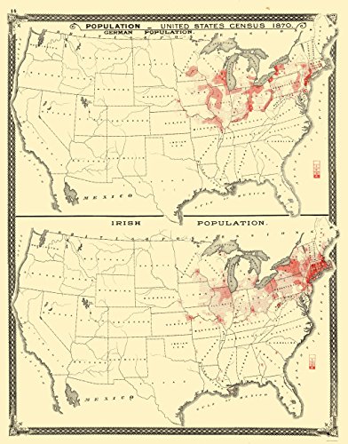 0700751794936 - OLD STATE MAPS - UNITED STATES IMMIGRANT DISTRIBUTION (US) BY BASKIN & CO 1876 - MATTE ART PAPER