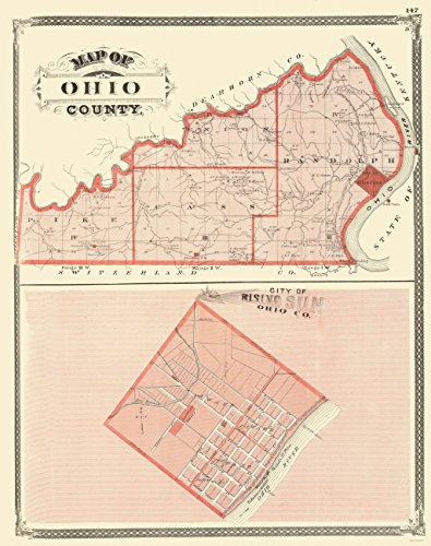0700751842231 - OLD COUNTY MAPS - OHIO COUNTY INDIANA (IN) BY BASKIN FORESTER & CO 1876 - MATTE ART PAPER