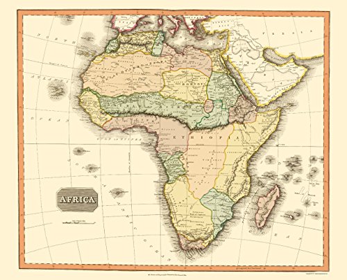 0700751842842 - OLD INTERNATIONAL MAPS - AFRICA BY JOHN CUMMING 1817 - MATTE BRIGHT CANVAS
