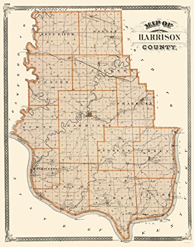 0700751853930 - OLD COUNTY MAPS - HARRISON COUNTY INDIANA (IN) BY BASKIN FORESTER & CO 1876 - MATTE ART PAPER