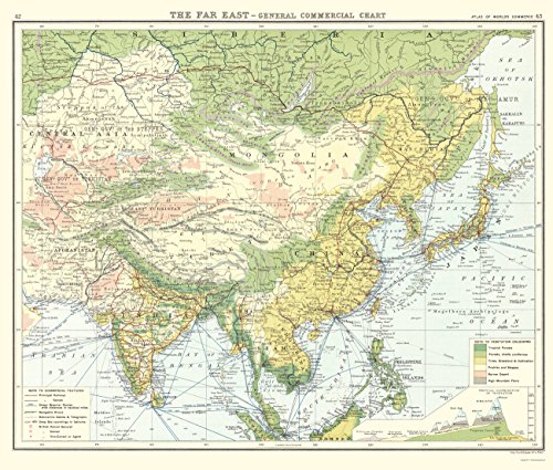 0700751888536 - OLD INTERNATIONAL MAPS - ASIA (FAR EAST) COMMERCIAL CHART BY NEWNES 1907 - MATTE ART PAPER