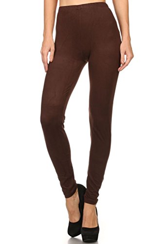 0700855946859 - ALWAYS WOMEN'S SOLID COLOR FULL LENGTH HIGH WAIST LEGGINGS ONE SIZE BROWN