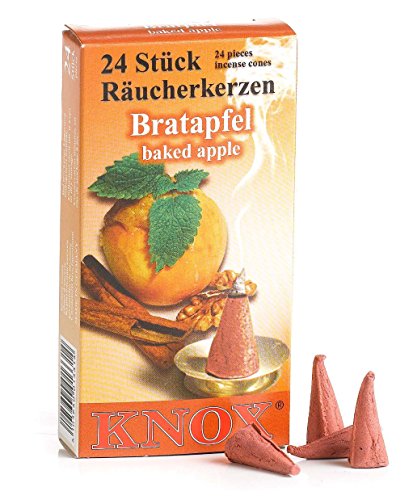 0700867438571 - KNOX BAKED APPLE SCENTED INCENSE CONES, PACK OF 24, MADE IN GERMANY
