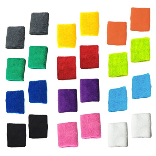 0700953651488 - COSMOS ® 12 PAIRS OF DIFFERENT COLOR COTTON SWEAT SPORTS BASKETBALL WRISTBAND (WRISTBAND C)
