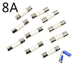 0700953664174 - BLUECELL PACK OF 10 PCS T8A 8A 250V CERAMIC FUSES 5 X 20 MM (8AMP)