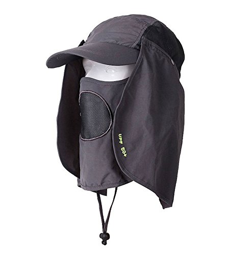 0700953667731 - GENERIC BLUECELL UV 50+PROTECTION OUTDOOR MULTIFUNCTIONAL FLAP CAP WITH REMOVABLE SUN SHIELD AND MASK PERFECT FOR FISHING HIKING GARDEN WORK OUTDOOR ACTIVITIES (GREY)