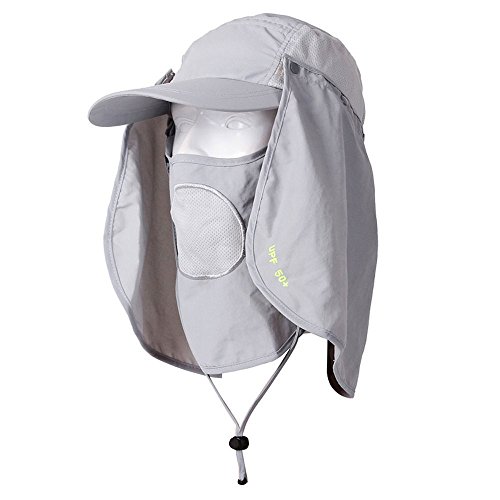 0700953685063 - GENERIC BLUECELL UV 50+PROTECTION OUTDOOR MULTIFUNCTIONAL FLAP CAP WITH REMOVABLE SUN SHIELD AND MASK PERFECT FOR FISHING HIKING GARDEN WORK OUTDOOR ACTIVITIES (LIGHT GREY)