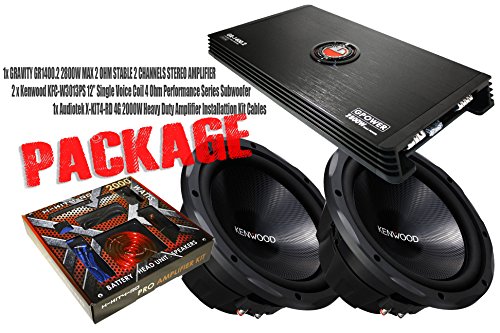 0700977471956 - PACKAGE ! 1X GRAVITY GR1400.2 2800W MAX 2 OHM STABLE 2 CHANNELS STEREO AMPLIFIER + 2 X KENWOOD KFC-W3013PS 12 SINGLE VOICE COIL 4 OHM PERFORMANCE SERIES SUBWOOFER + 1X AUDIOTEK X-KIT4-RD 4G 2000W AMPLIFIER INSTALLATTION KIT CABLES