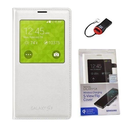 0700987761139 - SAMSUNG GALAXY S5 WIRELESS CHARGING CASE S VIEW FLIP COVER FOLIO WITH SD CARD READER (RETAIL PACKING)