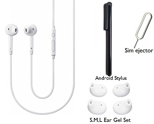 0700987761634 - SAMSUNG EO-EG920LW 3.5MM JACK UNIVERSAL HEADSET WITH (EXTRA EAR GEL & STYLUS & SIM EJECTOR) IN ORIGINAL SEALED PACK SAMSUNG BAG FOR NOTE 5/EDGE/EDGE+/S6