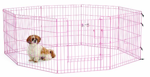 0701002629137 - MIDWEST HOMES FOR PETS EXERCISE PEN FOR PETS WITH FULL MAX LOCK DOOR, 24-INCH, PINK