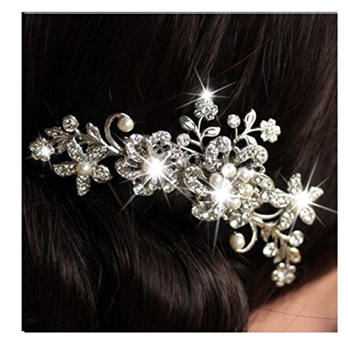 0701066856753 - BRIDAL WEDDING FLOWER CRYSTAL RHINESTONES PEARLS WOMEN HAIR CLIP COMB