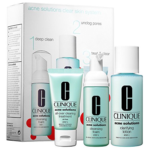 0701113773378 - CLINIQUE ACNE SOLUTIONS CLEAR SKIN STARTER KIT CLEANSING FOAM + CLARIFYING LOTION + CLEARING MOISTURIZER 3 PC SET CLEANSING FOAM + CLARIFYING LOTION + CLEARING MOISTURIZER OIL FREE
