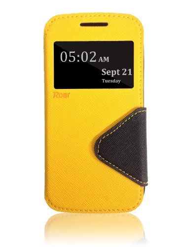 0701142341517 - ROAR- SUPER SLIM PU LEATHER/ DIARY WALLET VIEW CASE FOR SAMSUNG GALAXY EXPRESS 2 G3815, YELLOW/BLACK
