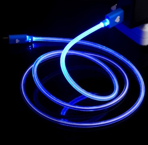 0701142535329 - 1M LIGHT-UP MICRO USB TO USB SYNC DATA CHARGER LED LIGHTING CABLE CABO USB LUZ LED FOR SAMSUNG GALAXY S4 - BLUE