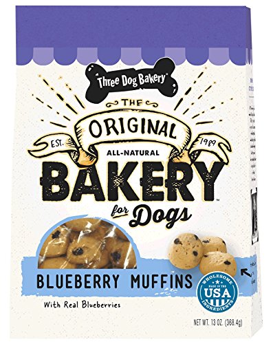 0701159140226 - THREE DOG BAKERY BLUEBERRY MUFFIN WOOFER COOKIES BAKED DOG TREATS, 13 OZ