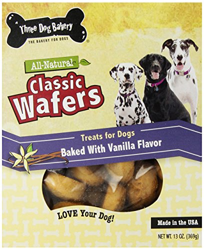 0701159200210 - THREE DOG BAKERY 13-OUNCE CLASSIC WAFERS VANILLA BAKED DOG TREATS