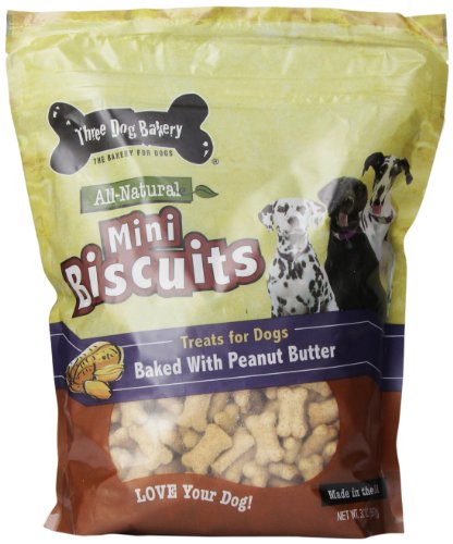 0701159201231 - THREE DOG BAKERY BISCUITS MINIATURES PEANUT BUTTER DOG TREATS, 32-OUNCE
