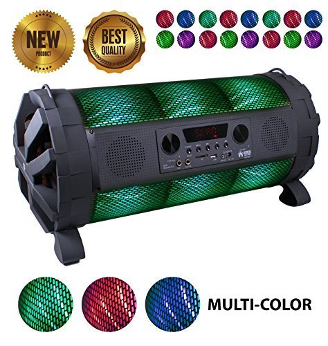 0701160332863 - EMB - EBZ100 RECHARGEABLE PORTABLE BOOMBOX SPEAKER SYSTEM 600W COLORFUL LED LIGHTS WITH REMOTE- 7 HOURS BATTERY - BUILT-IN BLUETOOTH/SD/MMC/USB - MP3/WAV/WMA PLAYABLE