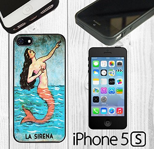 0701160508541 - MEXICAN LOTERIA LA SIRENA CUSTOM MADE CASE/COVER/SKIN FOR IPHONE 5/5S -BLACK - RUBBER CASE ( SHIP FROM CA)
