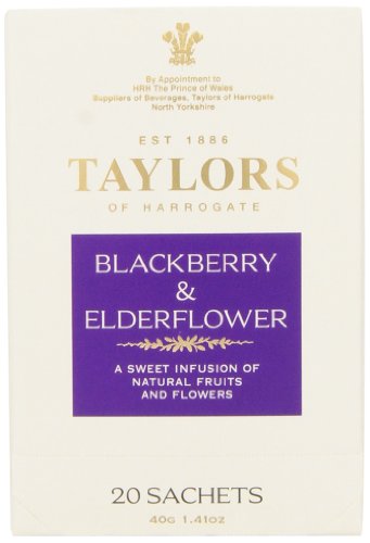 0701231710873 - TAYLORS OF HARROGATE, BLACKBERRY AND ELDERFLOWER INFUSION, 20-COUNT WRAPPED TEA BAGS (PACK OF 6)
