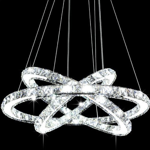 0701233680808 - SILJOY THREE RINGS (11.8 - 19.7 - 27.6 INCHES) K9 CRYSTAL CEILING LIGHT FIXTURE LED LIGHTING