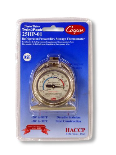 0070131025203 - COOPER-ATKINS 25HP-01-2 BI-METAL REFRIGERATOR/FREEZER THERMOMETER WITH HACCP GUIDELINE, NSF CERTIFIED, -20/80°F TEMPERATURE RANGE (PACK OF 2)