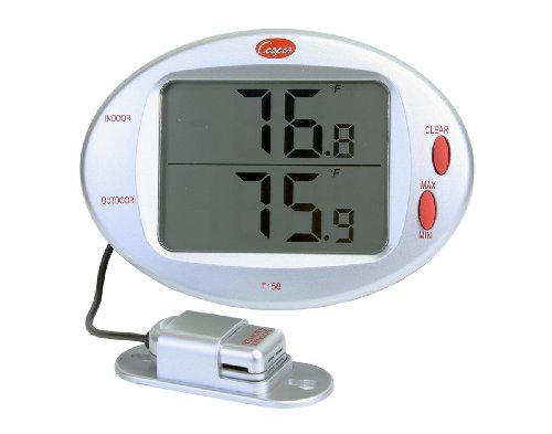 0070131511584 - COOPER-ATKINS T158-0-8 DIGITAL INDOOR/OUTDOOR WALL THERMOMETER WITH REMOTE SENSOR, 32/122° F TEMPERATURE RANGE