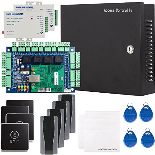 0701385688684 - GENERIC 4 DOOR SECURITY NETWORK RFID ACCESS CONTROL BOARD KIT METAL AC 110V POWER BOX WITH 2 3A POWER READER