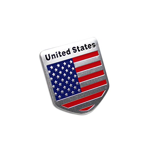 0701413434429 - GENERIC CAR RACING SPORTS US USA AMERICAN FLAG SHIELD EMBLEM BADGE DECAL STICKER