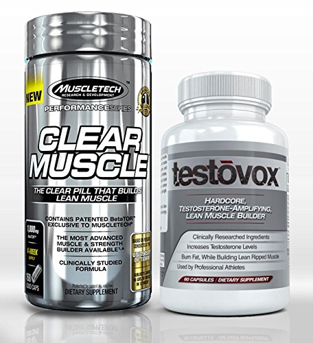 0701524552791 - CLEAR MUSCLE + TESTOVOX HARDCORE SUPPLEMENT STACK: BUILD SIZE STRENGTH LEAN MASS